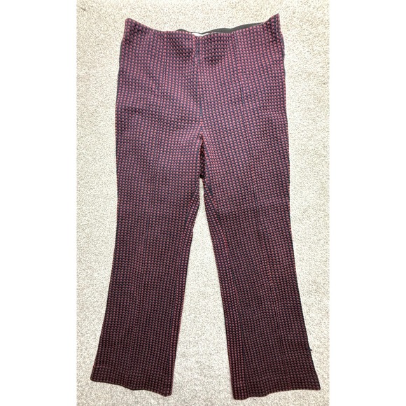 Anthropologie Pants - Anthropologie Essential Crop Flare Pants Burgundy Black Geometric Print Size S